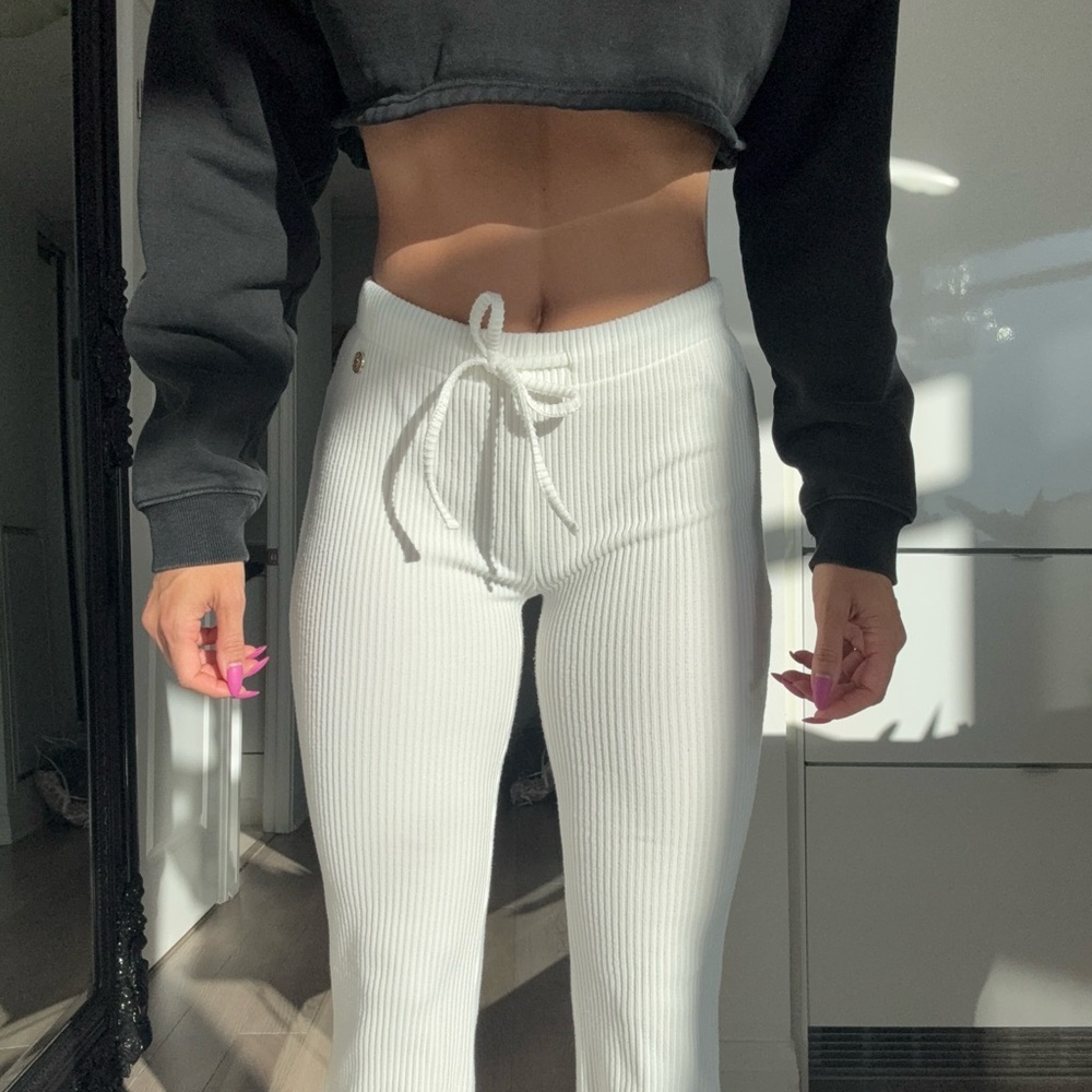 White Ribbed youngLA Women's Pants